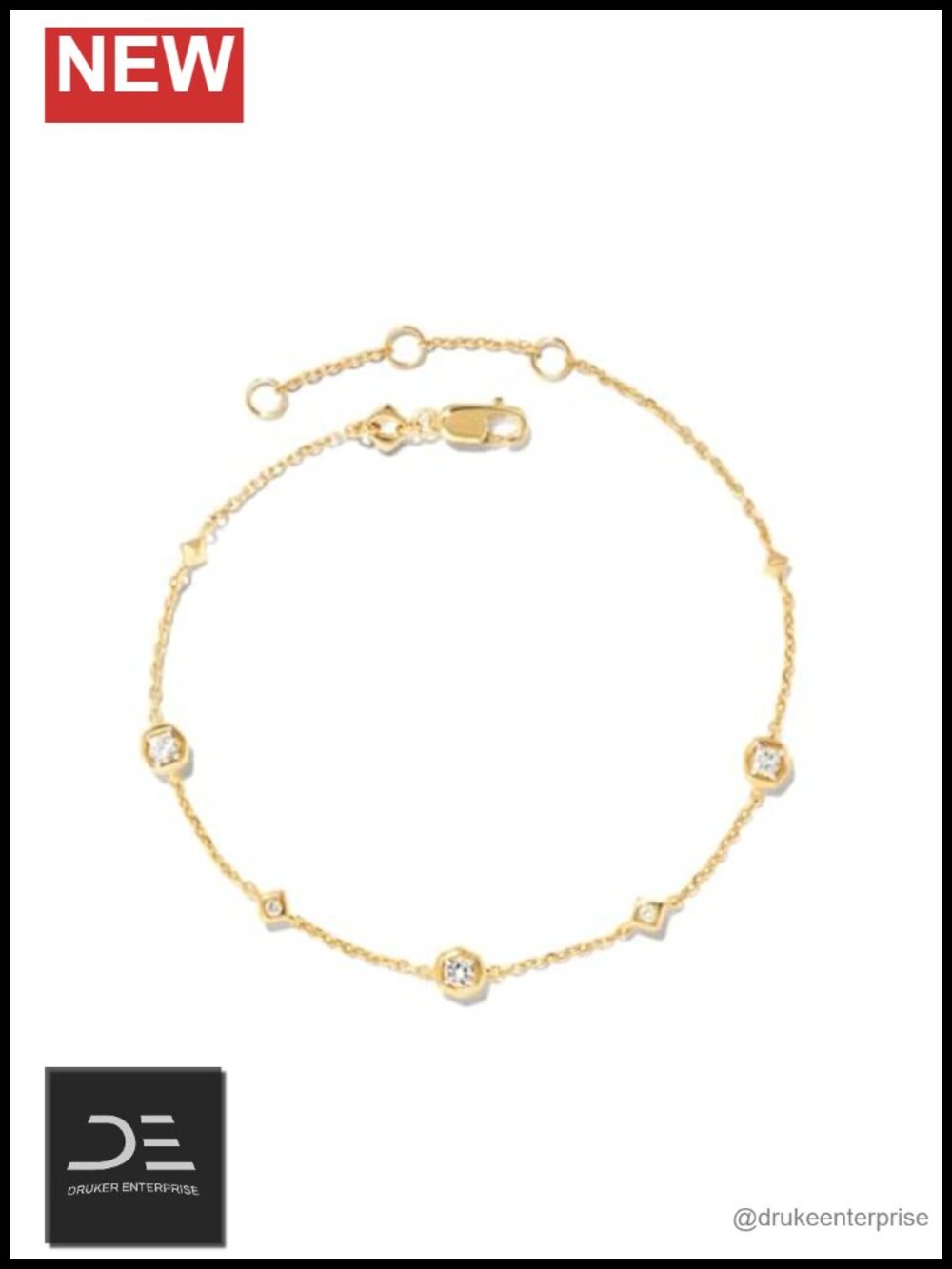Kendra Scott Davie Trio Chain Bracelet 18k Gold Vermeil Sterling Silver White